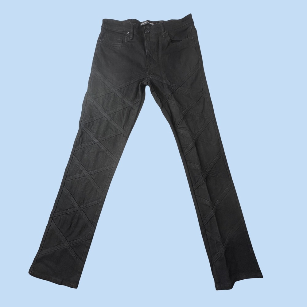 Legendary Status Jeans Mens 32x31 Black Slim Criss Cross Stitch Streetwear Denim